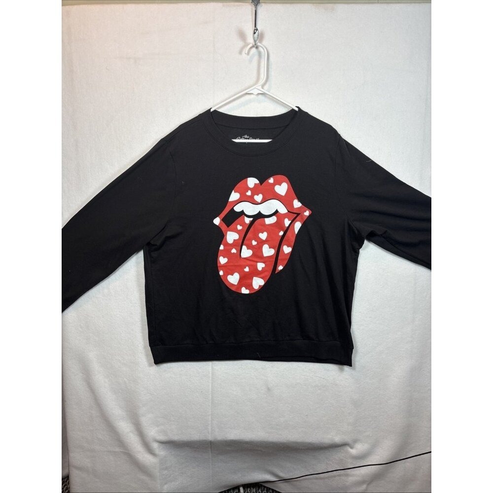 Rolling Stones Sweatshirt Womens Xxl Long Sleeve Tongue Heart Music Black Red